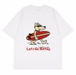 画像1: unisex Let's go surfing dog print  T-shirt   サーフィンドッグプリント 半袖ラウンドネック Tシャツ ユニセックス 男女兼用 (1)