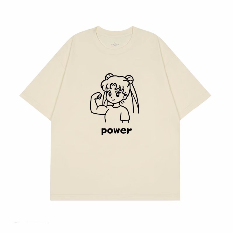 画像2: unisex Power Girl print  T-shirt   　パワーガール プリント 半袖ラウンドネック Tシャツ ユニセックス 男女兼用 (2)