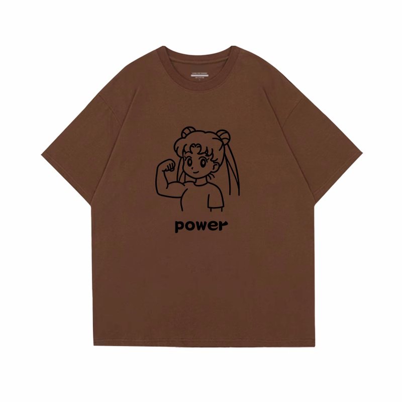 画像3: unisex Power Girl print  T-shirt   　パワーガール プリント 半袖ラウンドネック Tシャツ ユニセックス 男女兼用 (3)