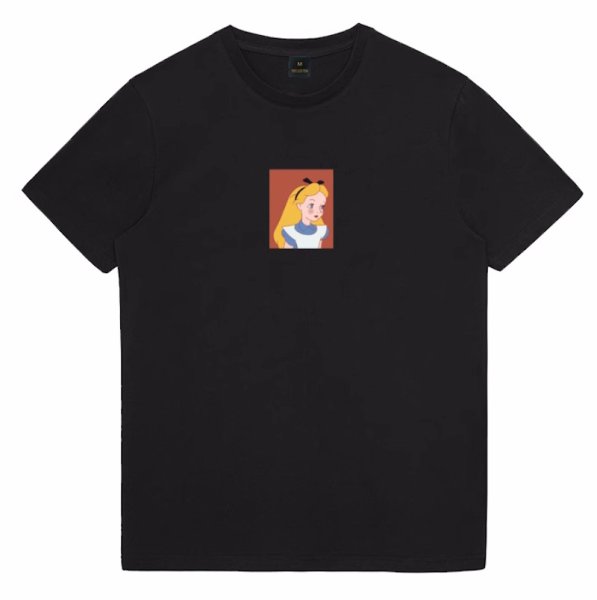 画像1: unisex box alice in wonderland Print T-shirt   ボックス不思議の国のアリスプリント 半袖ラウンドネック Tシャツ ユニセックス 男女兼用 (1)