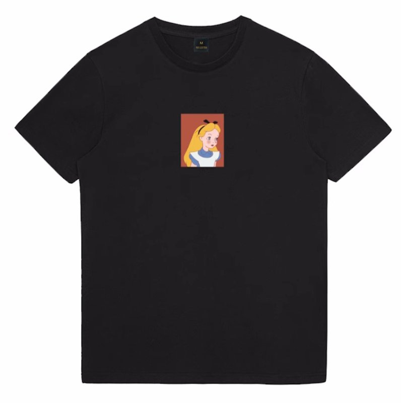 画像1: unisex box alice in wonderland Print T-shirt   ボックス不思議の国のアリスプリント 半袖ラウンドネック Tシャツ ユニセックス 男女兼用 (1)