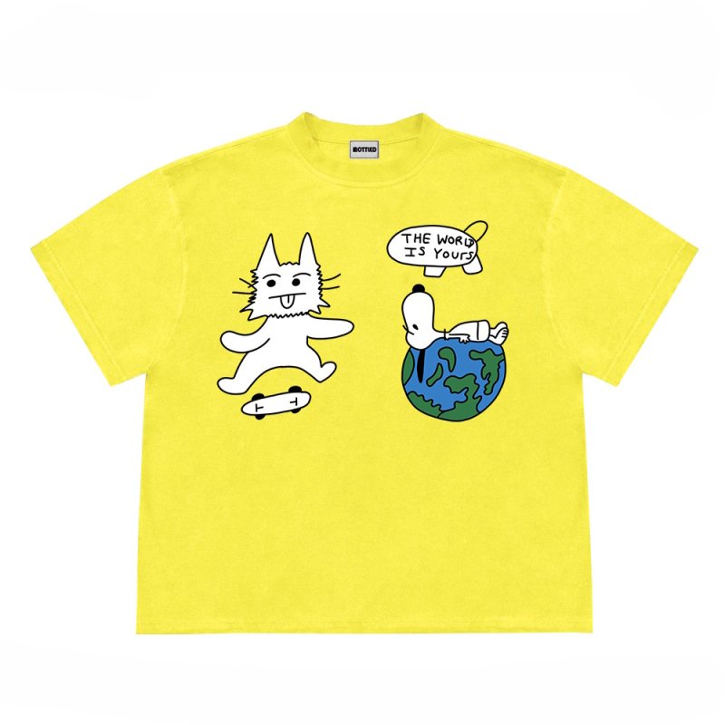 画像6: unisex JUST BE YOU Snoopy & Skateboard Cat Graphic Print  T-shirt   　 JUST BE YOUスヌーピー＆スケボーキャット グラフィックプリント 半袖ラウンドネック Tシャツ ユニセックス 男女兼用 (6)