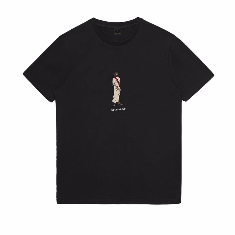画像3: unisex GO JESUS ​​GO Print T-shirt   GO JESUS ​​GOジーザスイエスプリント 半袖ラウンドネック Tシャツ ユニセックス 男女兼用 (3)