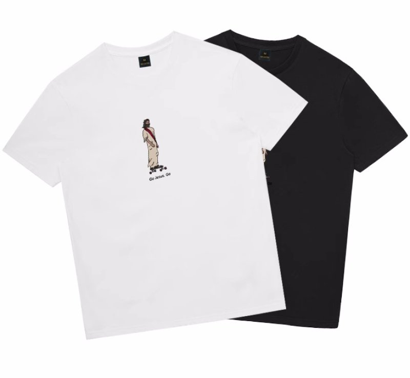 画像4: unisex GO JESUS ​​GO Print T-shirt   GO JESUS ​​GOジーザスイエスプリント 半袖ラウンドネック Tシャツ ユニセックス 男女兼用 (4)