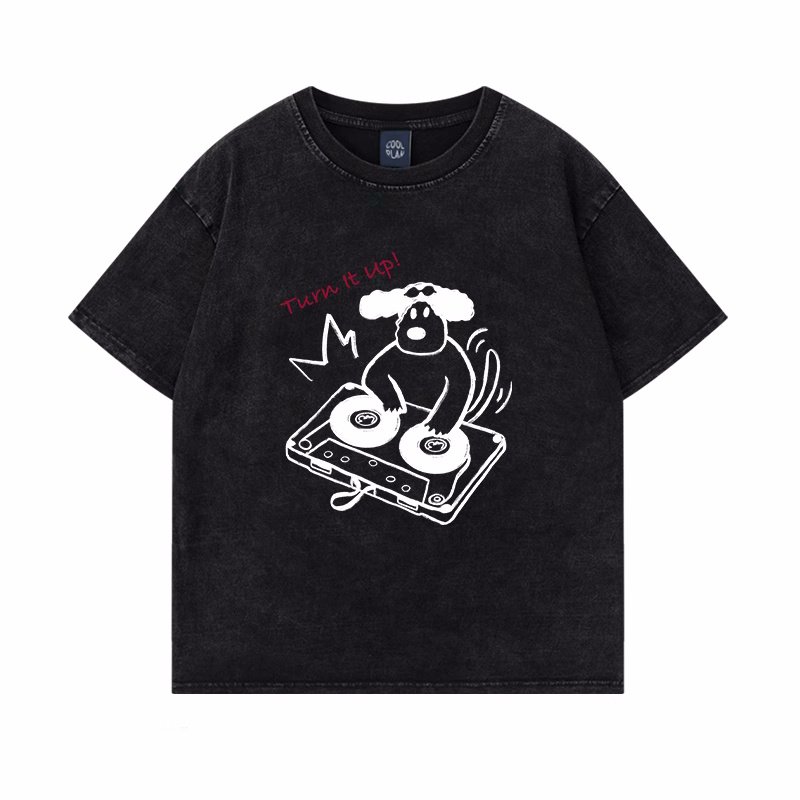 画像4: unisex DJ Dog dog print  T-shirt   DJドッグプリント 半袖ラウンドネック Tシャツ ユニセックス 男女兼用 (4)