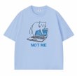 画像1: unisex not me cat print  T-shirt   　ノットミーキャット猫 プリント 半袖ラウンドネック Tシャツ ユニセックス 男女兼用 (1)