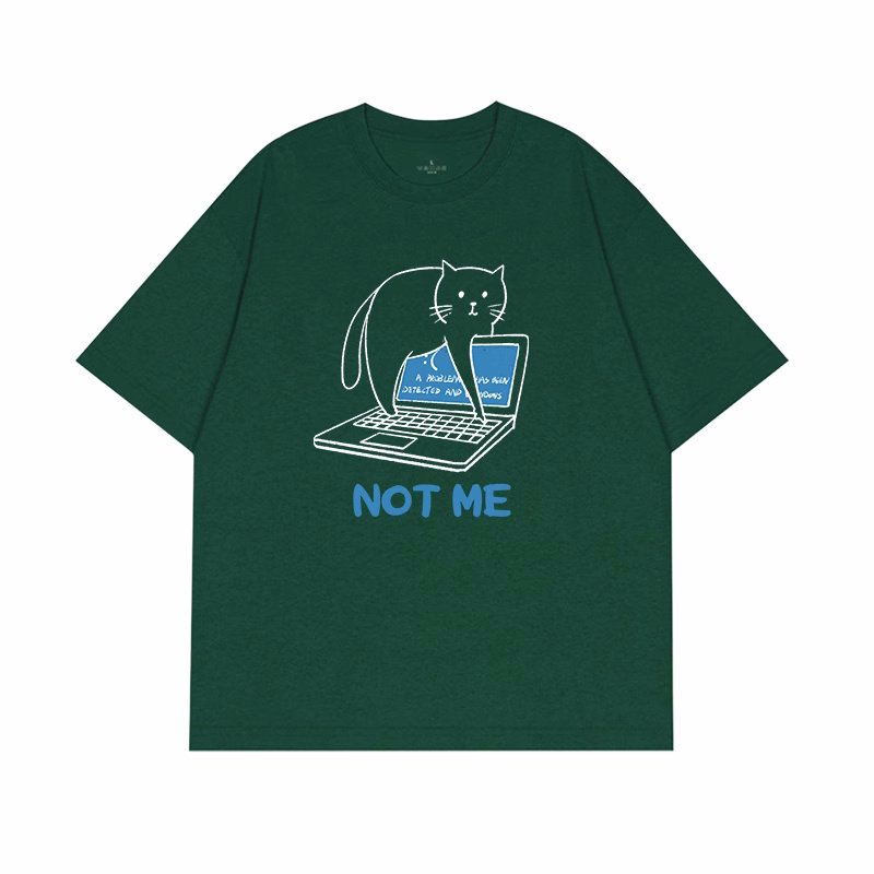 画像6: unisex not me cat print  T-shirt   　ノットミーキャット猫 プリント 半袖ラウンドネック Tシャツ ユニセックス 男女兼用 (6)