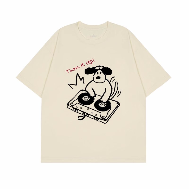 画像3: unisex DJ Dog dog print  T-shirt   DJドッグプリント 半袖ラウンドネック Tシャツ ユニセックス 男女兼用 (3)