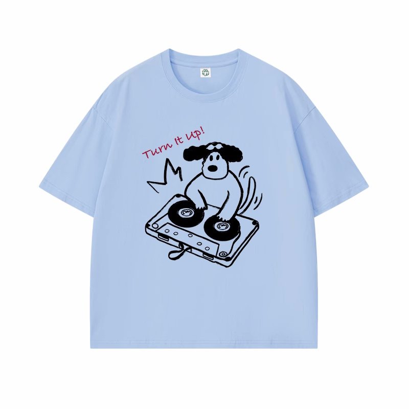 画像5: unisex DJ Dog dog print  T-shirt   DJドッグプリント 半袖ラウンドネック Tシャツ ユニセックス 男女兼用 (5)