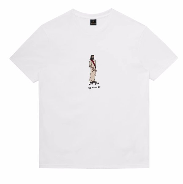 画像1: unisex GO JESUS ​​GO Print T-shirt   GO JESUS ​​GOジーザスイエスプリント 半袖ラウンドネック Tシャツ ユニセックス 男女兼用 (1)