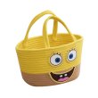 画像1: SpongeBob Straw Tote Bag basket picnic shopping bag スポンジ・ボブ スポンジボブ バスケット ピクニック ショッピングバッグ トート 籠かご カゴ バッグ (1)