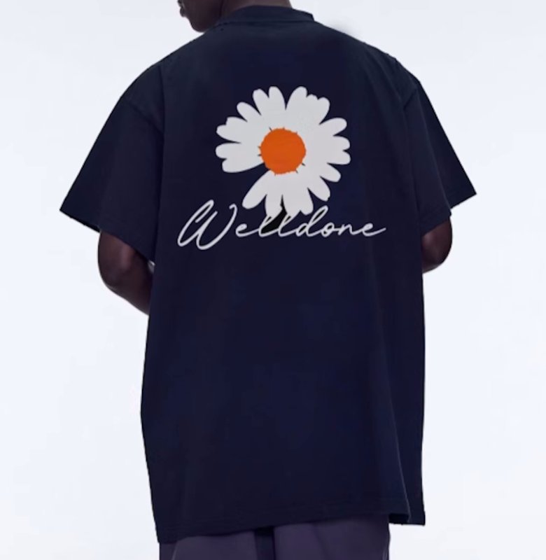 画像2: unisex Broken Daisy Flower Print T-shirt   ブロークンデイジーフラワープリント 半袖ラウンドネック Tシャツ ユニセックス 男女兼用 (2)