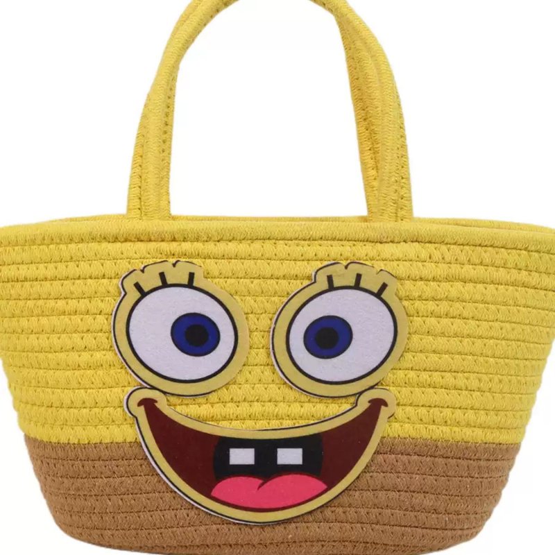 画像2: SpongeBob Straw Tote Bag basket picnic shopping bag スポンジ・ボブ スポンジボブ バスケット ピクニック ショッピングバッグ トート 籠かご カゴ バッグ (2)