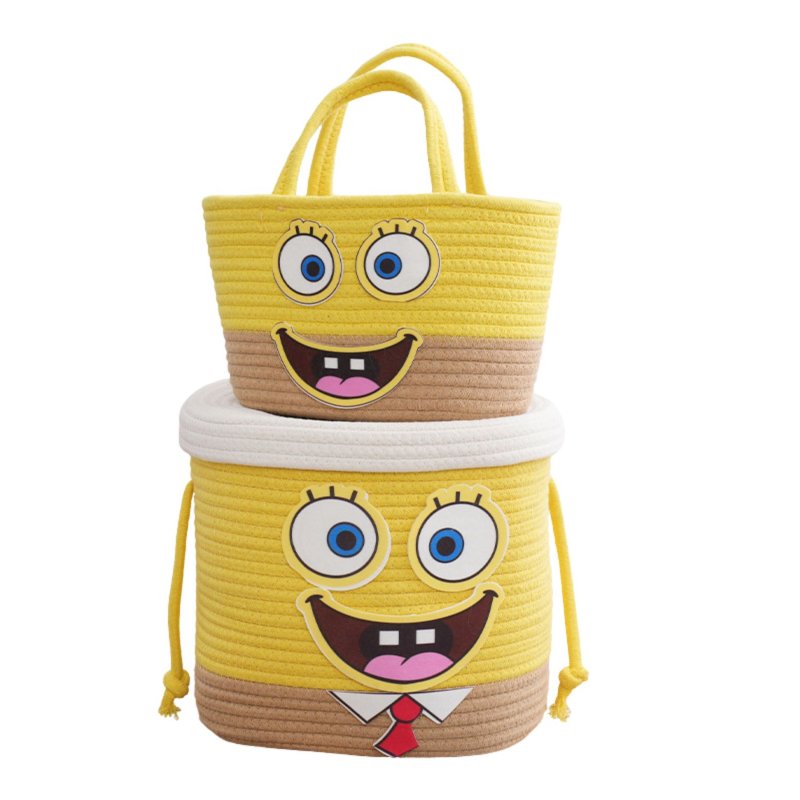 画像3: SpongeBob Straw Tote Bag basket picnic shopping bag スポンジ・ボブ スポンジボブ バスケット ピクニック ショッピングバッグ トート 籠かご カゴ バッグ (3)