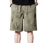 画像1: Unisex Cactus & Smile Graphic Print Half-length Shorts pants　 男女兼用  ユニセックス サボテンカクタス＆スマイルグラフィックプリント5分丈ハーフパンツヒップホップ ストリートダンス カジュアル  (1)