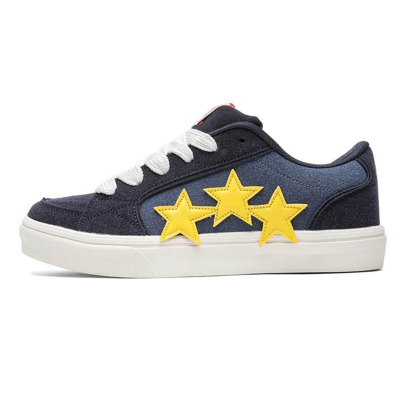 画像2: Star and Bicolor Leather lace-up sneakers Shoes　ユニセックス 男女兼用スター星＆バイカラーレザーレースアップスニーカー (2)