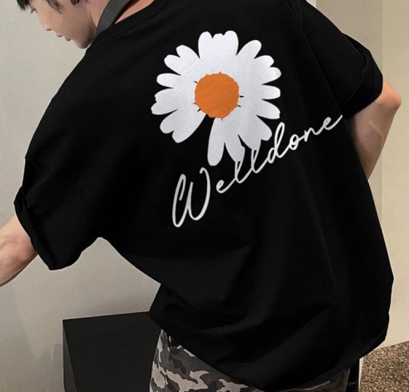 画像3: unisex Broken Daisy Flower Print T-shirt   ブロークンデイジーフラワープリント 半袖ラウンドネック Tシャツ ユニセックス 男女兼用 (3)