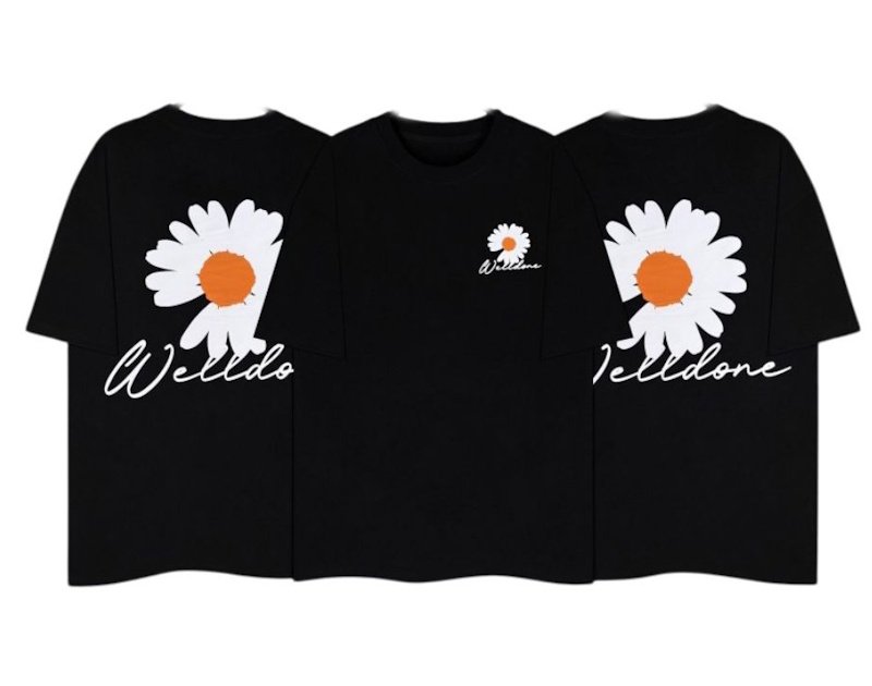 画像1: unisex Broken Daisy Flower Print T-shirt   ブロークンデイジーフラワープリント 半袖ラウンドネック Tシャツ ユニセックス 男女兼用 (1)
