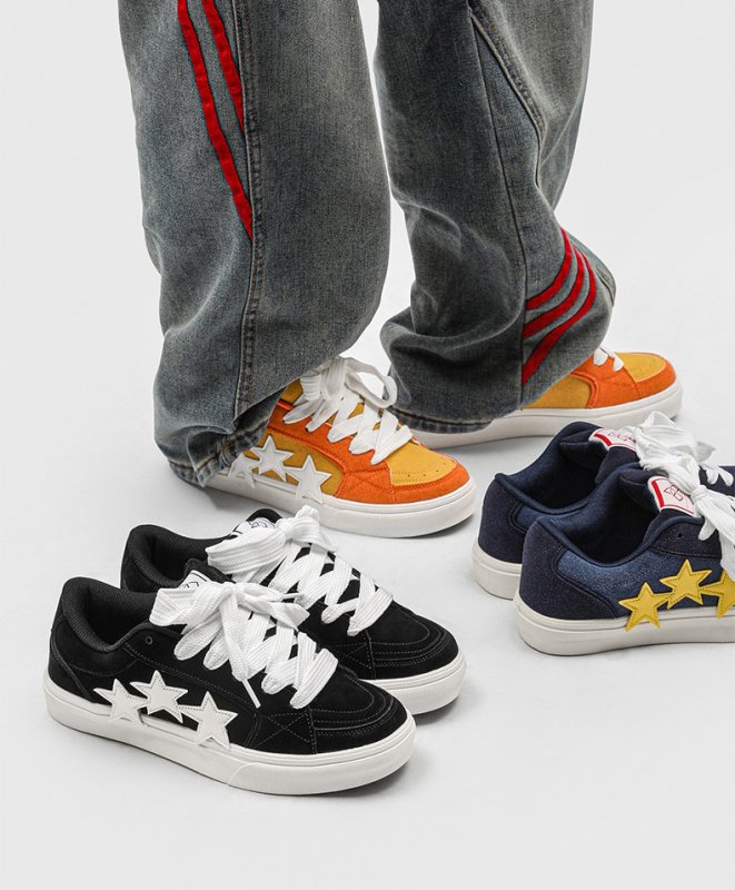 画像7: Star and Bicolor Leather lace-up sneakers Shoes　ユニセックス 男女兼用スター星＆バイカラーレザーレースアップスニーカー (7)