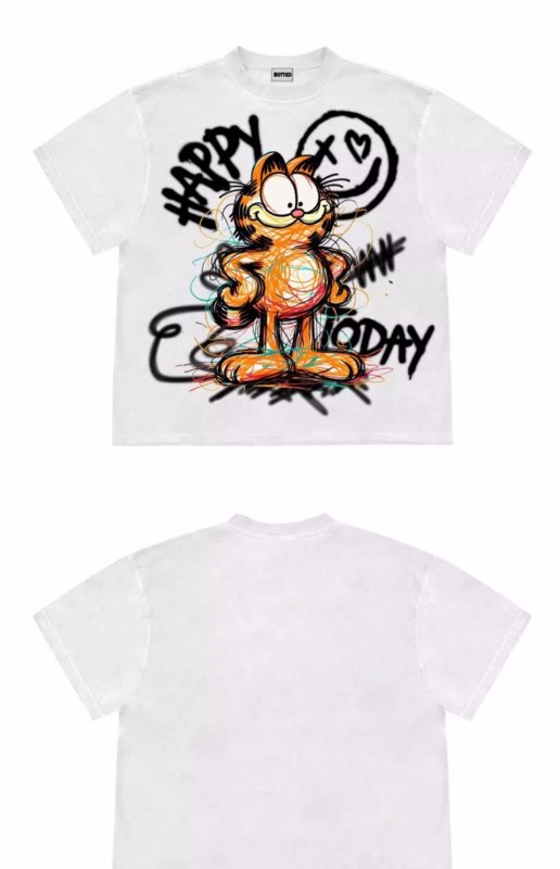 画像5: unisex Garfield Graphics print vintage styleT-shirt   　  ガーフィールドグラフィックプリント  半袖ラウンドネック Tシャツ ユニセックス 男女兼用 　  (5)