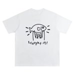 画像1: unisex i caught it cat Print T-shirt   i caught it キャット猫プリント 半袖ラウンドネック Tシャツ ユニセックス 男女兼用 (1)