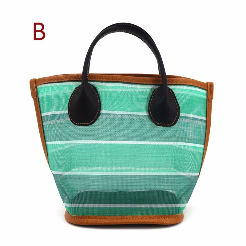 画像2: Border woven fishing net tote bag 　ボーダー ネット網トートエコショッピングバッグ (2)