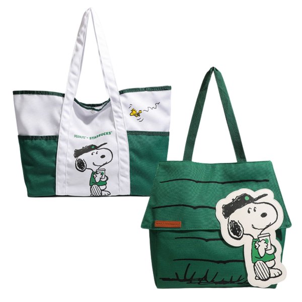 画像1: Snoopy Eco Tote shopping bag スヌーピー エコバッグ トートバッグ ショッピングバッグ 2種 (1)