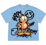 画像1: unisex Garfield Graphics print vintage styleT-shirt   　  ガーフィールドグラフィックプリント  半袖ラウンドネック Tシャツ ユニセックス 男女兼用 　  (1)