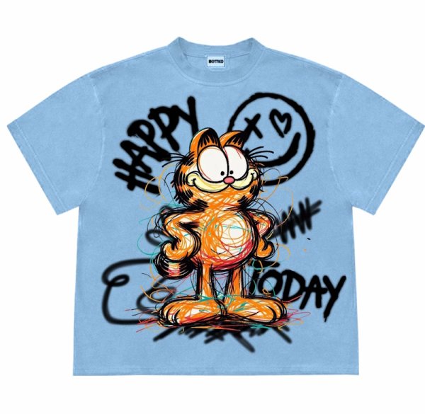 画像1: unisex Garfield Graphics print vintage styleT-shirt   　  ガーフィールドグラフィックプリント  半袖ラウンドネック Tシャツ ユニセックス 男女兼用 　  (1)