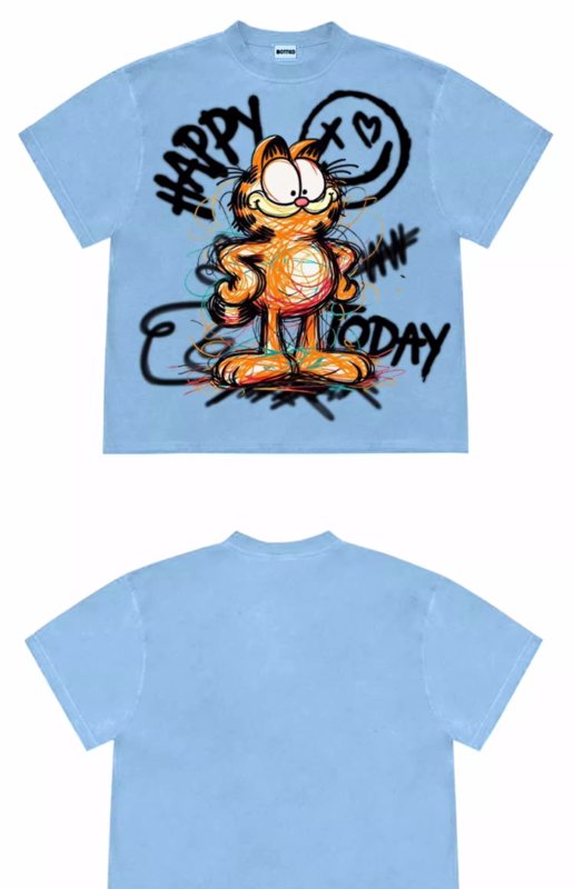 画像4: unisex Garfield Graphics print vintage styleT-shirt   　  ガーフィールドグラフィックプリント  半袖ラウンドネック Tシャツ ユニセックス 男女兼用 　  (4)