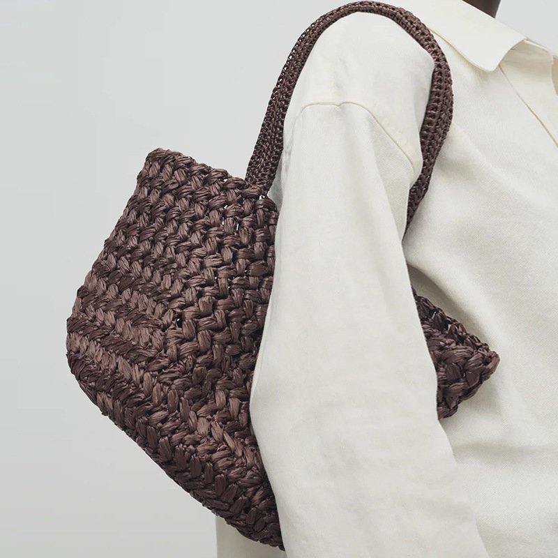画像10: Ester simple straw basket bag tote shoulder bag 　 シンプルストローかご籠トートショルダーバッグバスケットバッグ (10)