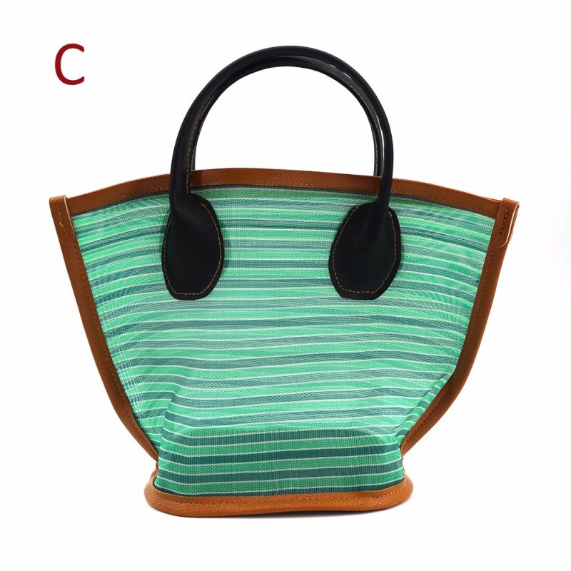 画像3: Border woven fishing net tote bag 　ボーダー ネット網トートエコショッピングバッグ (3)