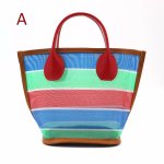 画像1: Border woven fishing net tote bag 　ボーダー ネット網トートエコショッピングバッグ (1)