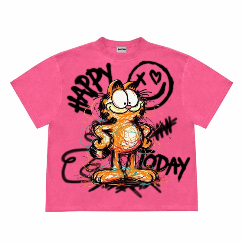 画像3: unisex Garfield Graphics print vintage styleT-shirt   　  ガーフィールドグラフィックプリント  半袖ラウンドネック Tシャツ ユニセックス 男女兼用 　  (3)