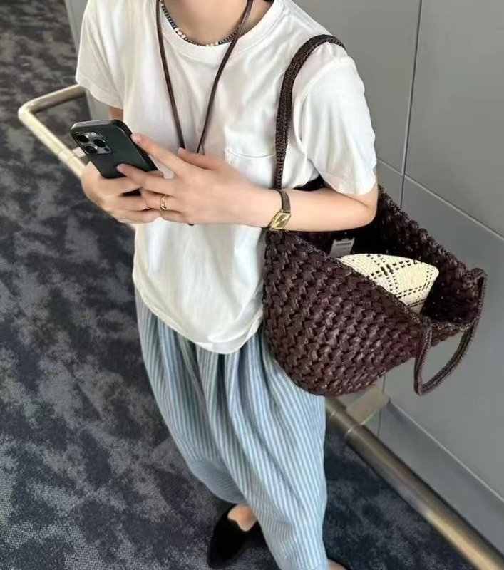 画像14: Ester simple straw basket bag tote shoulder bag 　 シンプルストローかご籠トートショルダーバッグバスケットバッグ (14)