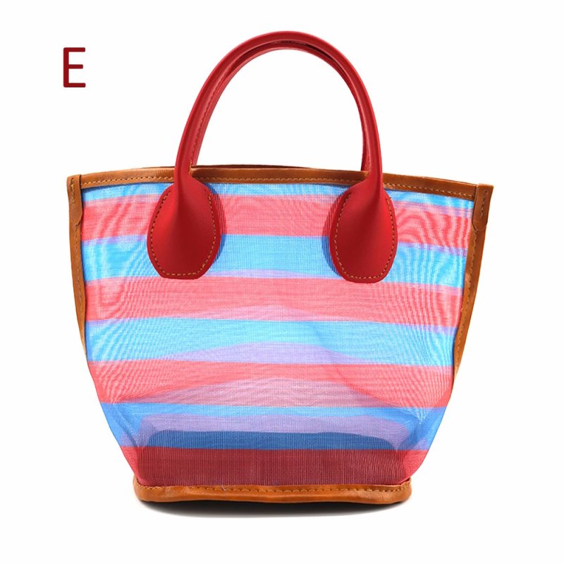 画像4: Border woven fishing net tote bag 　ボーダー ネット網トートエコショッピングバッグ (4)