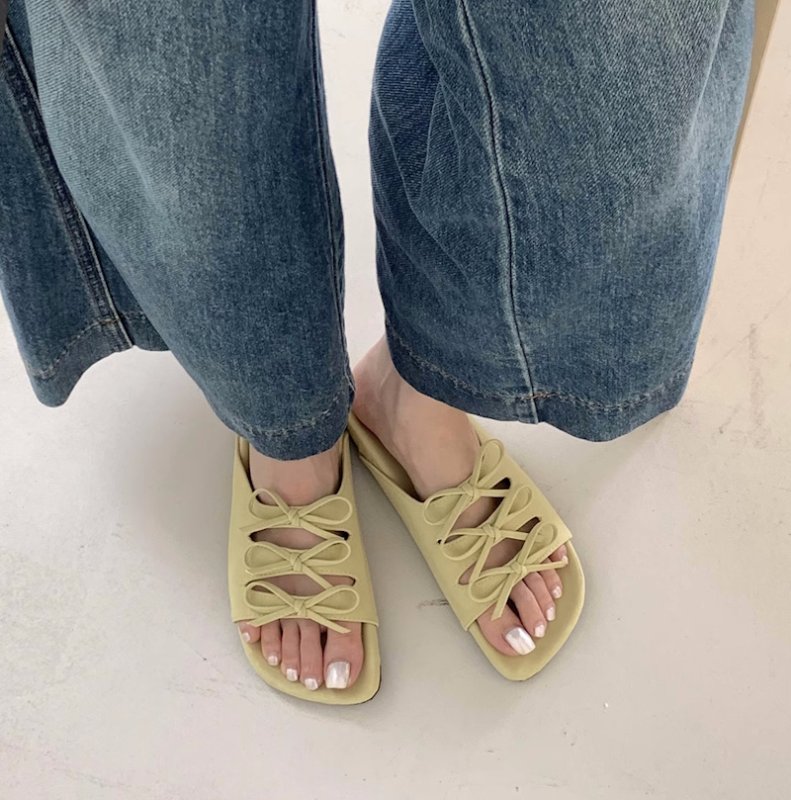 画像13: Ribbon bow flat sandals Slippers 　リボンス蝶結びフラットサンダルスリッパ (13)