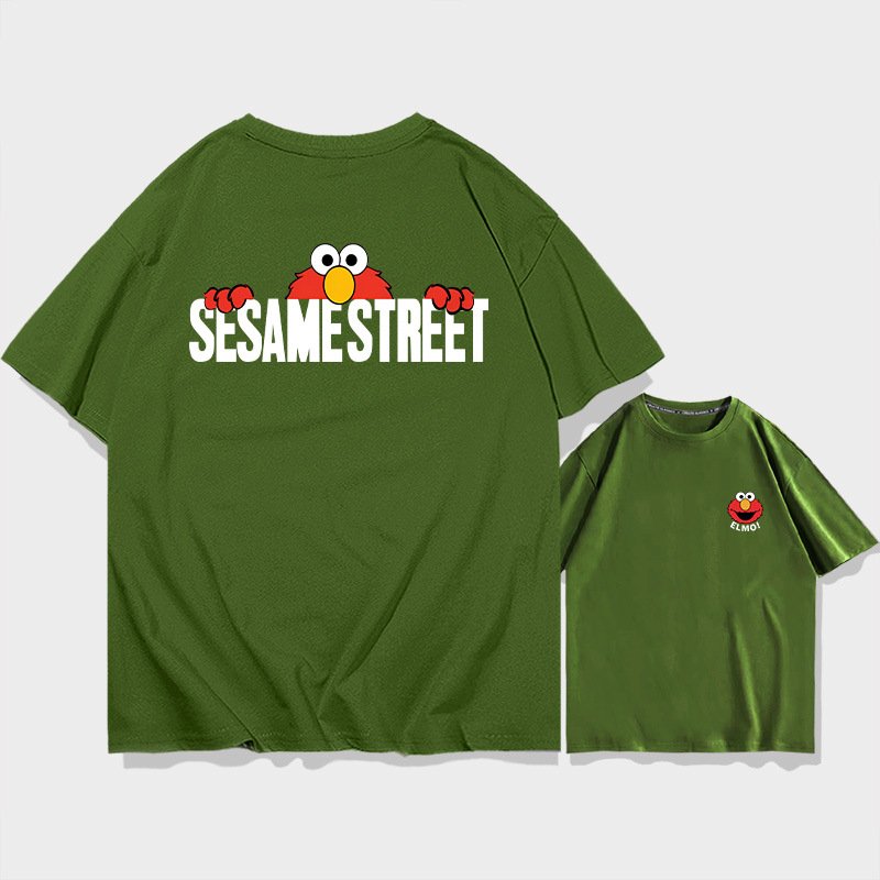 画像10: unisex Sesame Street & Logo  Print   T-shirt   セサミストリート＆ロゴプリント 半袖ラウンドネック Tシャツ ユニセックス 男女兼用 (10)