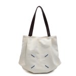 画像1: Point Canvas Tote Shoulder Shopping Eco Bag　　ポイントキャンバスハンドルレザートートショルダーショッピングエコバッグ (1)