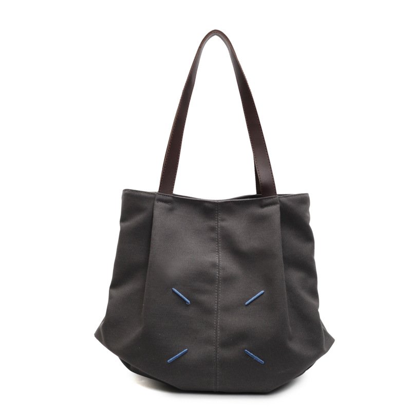 画像3: Point Canvas Tote Shoulder Shopping Eco Bag　　ポイントキャンバスハンドルレザートートショルダーショッピングエコバッグ (3)