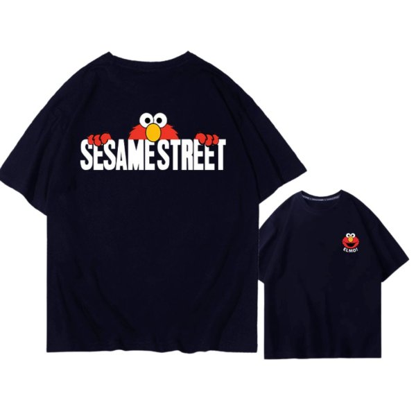 画像1: unisex Sesame Street & Logo  Print   T-shirt   セサミストリート＆ロゴプリント 半袖ラウンドネック Tシャツ ユニセックス 男女兼用 (1)