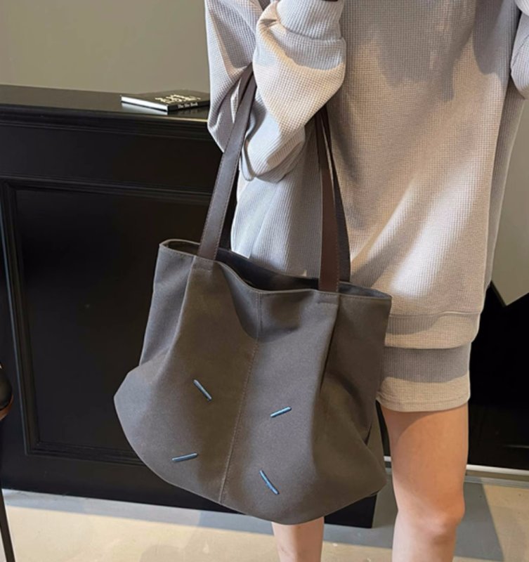 画像7: Point Canvas Tote Shoulder Shopping Eco Bag　　ポイントキャンバスハンドルレザートートショルダーショッピングエコバッグ (7)