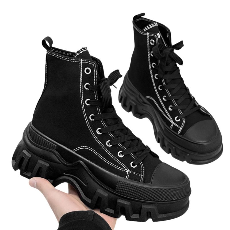 画像6: Unisex muffin daddy high cut chunky thick platform lace-up canvas sneakers ユニセックス 男女兼用 メンズ キャンバス 厚底ハイカット マフィン チャンキーソール 厚底 レースアップスニーカー (6)