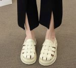画像5: Soft leather woven platform sandals and slippers　ソフトレザー編みプラットフォーム厚底サンダルスリッパ (5)