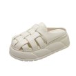 画像1: Soft leather woven platform sandals and slippers　ソフトレザー編みプラットフォーム厚底サンダルスリッパ (1)