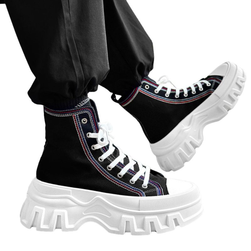 画像3: Unisex muffin daddy high cut chunky thick platform lace-up canvas sneakers ユニセックス 男女兼用 メンズ キャンバス 厚底ハイカット マフィン チャンキーソール 厚底 レースアップスニーカー (3)