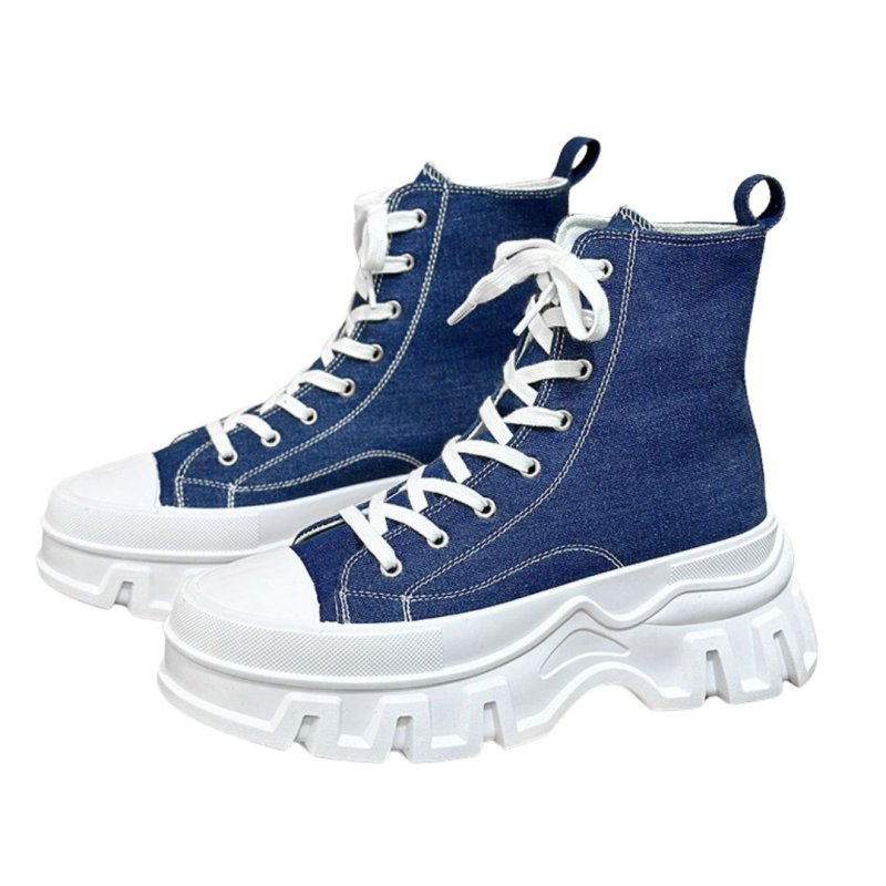 画像5: Unisex muffin daddy high cut chunky thick platform lace-up canvas sneakers ユニセックス 男女兼用 メンズ キャンバス 厚底ハイカット マフィン チャンキーソール 厚底 レースアップスニーカー (5)