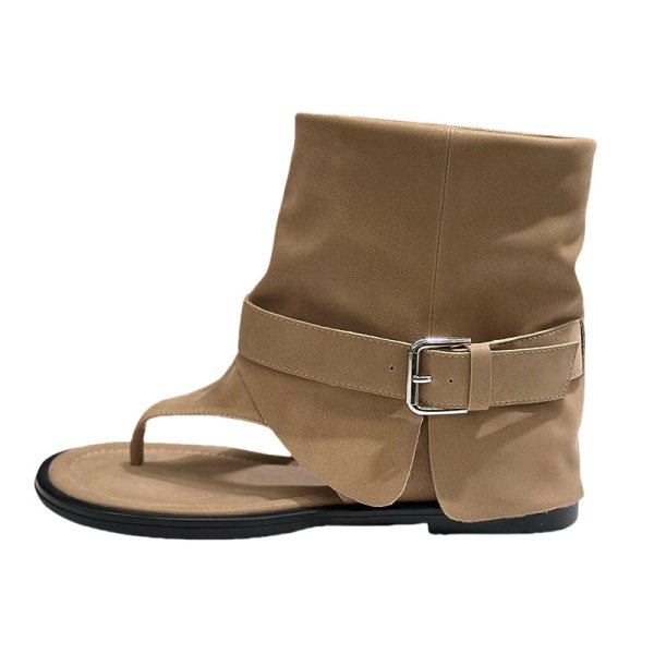 画像1: French thong leather short boot sandals　ソフトレザーフレンチトングレザーショートブーツサンダル (1)