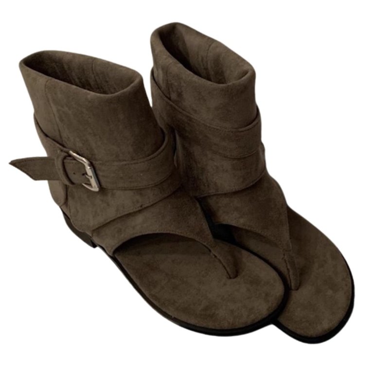 画像4: French thong leather short boot sandals　ソフトレザーフレンチトングレザーショートブーツサンダル (4)