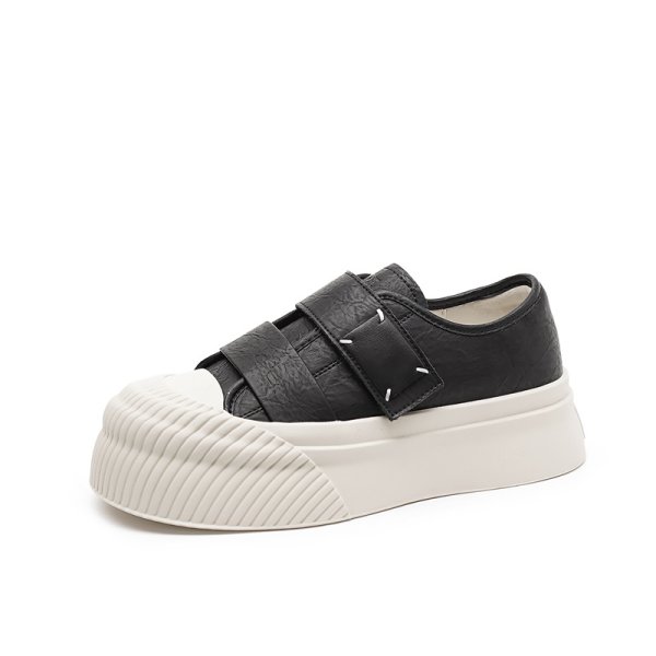 画像1: Women's Thick-soled Velcro leather sneakers all-match board shoes 　プラットフォーム厚底ベルクロレザースニーカーオールマッチボードシューズ　 (1)